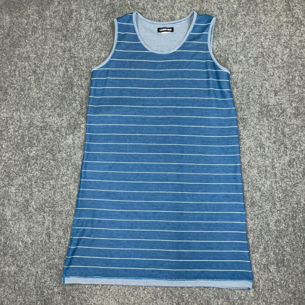 Lands End Dress Womens Size M Blue Casual Knit Striped Tank